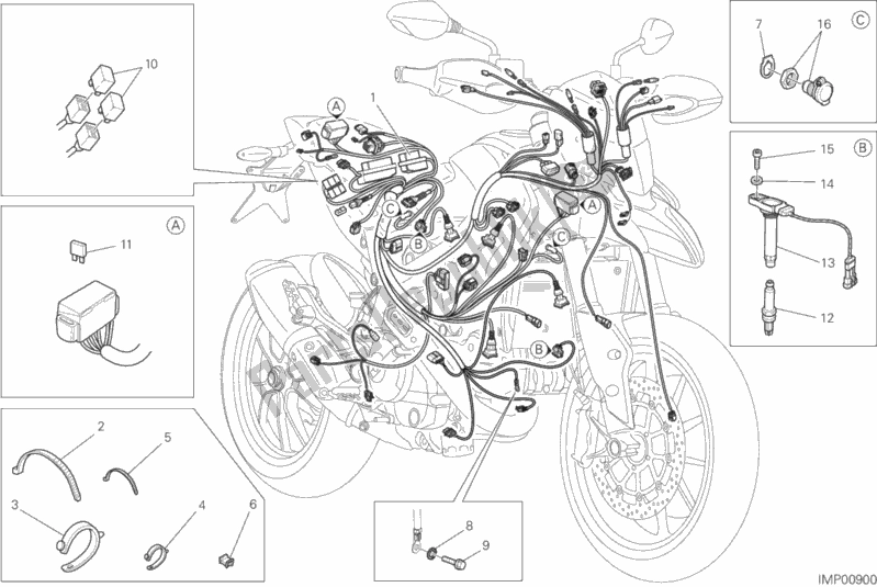 Toutes les pièces pour le Faisceau De Câblage du Ducati Hypermotard Hyperstrada USA 821 2015